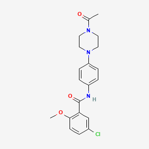molecular formula C20H22ClN3O3 B3919515 N-[4-(4-acetyl-1-piperazinyl)phenyl]-5-chloro-2-methoxybenzamide 