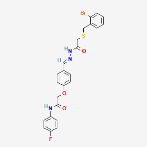molecular formula C24H21BrFN3O3S B3919518 2-[4-(2-{[(2-bromobenzyl)thio]acetyl}carbonohydrazonoyl)phenoxy]-N-(4-fluorophenyl)acetamide 