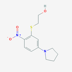 molecular formula C12H16N2O3S B391954 2-{[2-Nitro-5-(1-pyrrolidinyl)phenyl]sulfanyl}ethanol 