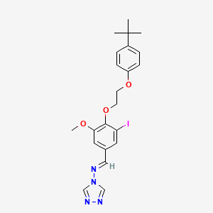 molecular formula C22H25IN4O3 B3919553 N-{4-[2-(4-tert-butylphenoxy)ethoxy]-3-iodo-5-methoxybenzylidene}-4H-1,2,4-triazol-4-amine 