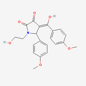 molecular formula C21H21NO6 B3919571 3-hydroxy-1-(2-hydroxyethyl)-4-(4-methoxybenzoyl)-5-(4-methoxyphenyl)-1,5-dihydro-2H-pyrrol-2-one 
