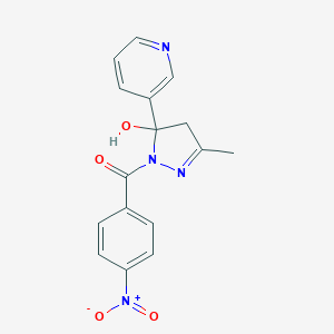 molecular formula C16H14N4O4 B391958 1-{4-nitrobenzoyl}-3-methyl-5-(3-pyridinyl)-4,5-dihydro-1H-pyrazol-5-ol 