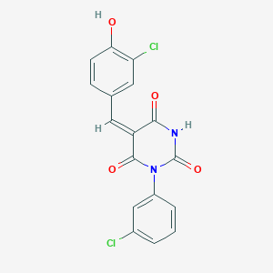 molecular formula C17H10Cl2N2O4 B3919594 5-(3-chloro-4-hydroxybenzylidene)-1-(3-chlorophenyl)-2,4,6(1H,3H,5H)-pyrimidinetrione 