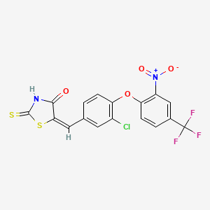 molecular formula C17H8ClF3N2O4S2 B3919599 5-{3-chloro-4-[2-nitro-4-(trifluoromethyl)phenoxy]benzylidene}-2-thioxo-1,3-thiazolidin-4-one 