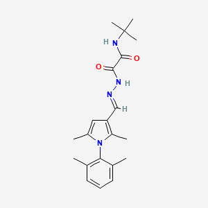 molecular formula C21H28N4O2 B3919600 N-(tert-butyl)-2-(2-{[1-(2,6-dimethylphenyl)-2,5-dimethyl-1H-pyrrol-3-yl]methylene}hydrazino)-2-oxoacetamide 