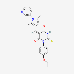 molecular formula C24H22N4O3S B3919618 5-{[2,5-dimethyl-1-(3-pyridinyl)-1H-pyrrol-3-yl]methylene}-1-(4-ethoxyphenyl)-2-thioxodihydro-4,6(1H,5H)-pyrimidinedione 