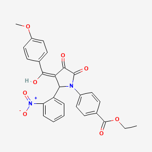 molecular formula C27H22N2O8 B3919635 ethyl 4-[3-hydroxy-4-(4-methoxybenzoyl)-5-(2-nitrophenyl)-2-oxo-2,5-dihydro-1H-pyrrol-1-yl]benzoate 
