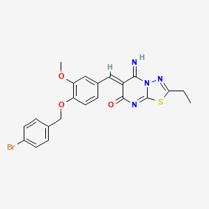 molecular formula C22H19BrN4O3S B3919652 6-{4-[(4-bromobenzyl)oxy]-3-methoxybenzylidene}-2-ethyl-5-imino-5,6-dihydro-7H-[1,3,4]thiadiazolo[3,2-a]pyrimidin-7-one 