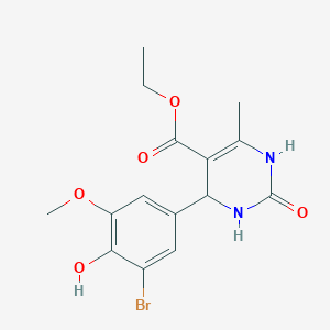 molecular formula C15H17BrN2O5 B391970 Ethyl 4-(3-bromo-4-hydroxy-5-methoxyphenyl)-2-hydroxy-6-methyl-1,4-dihydropyrimidine-5-carboxylate CAS No. 134266-22-1