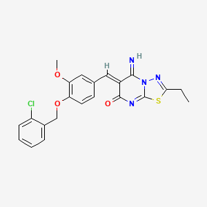 molecular formula C22H19ClN4O3S B3919708 6-{4-[(2-chlorobenzyl)oxy]-3-methoxybenzylidene}-2-ethyl-5-imino-5,6-dihydro-7H-[1,3,4]thiadiazolo[3,2-a]pyrimidin-7-one 