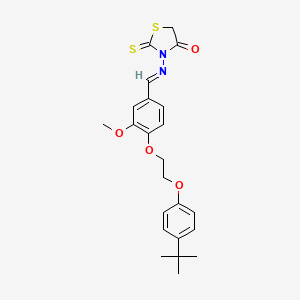 molecular formula C23H26N2O4S2 B3919723 3-({4-[2-(4-tert-butylphenoxy)ethoxy]-3-methoxybenzylidene}amino)-2-thioxo-1,3-thiazolidin-4-one 