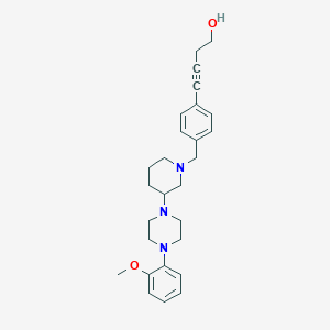 molecular formula C27H35N3O2 B3919733 4-[4-({3-[4-(2-methoxyphenyl)-1-piperazinyl]-1-piperidinyl}methyl)phenyl]-3-butyn-1-ol 