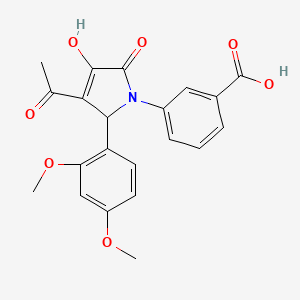 molecular formula C21H19NO7 B3919762 3-[3-acetyl-2-(2,4-dimethoxyphenyl)-4-hydroxy-5-oxo-2,5-dihydro-1H-pyrrol-1-yl]benzoic acid 