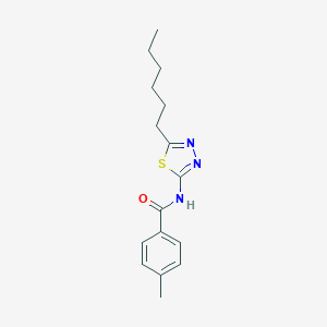 molecular formula C16H21N3OS B391977 N-(5-hexyl-1,3,4-thiadiazol-2-yl)-4-methylbenzamide 