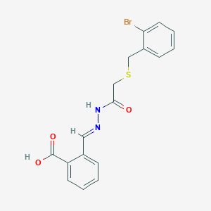 molecular formula C17H15BrN2O3S B3919799 2-(2-{[(2-bromobenzyl)thio]acetyl}carbonohydrazonoyl)benzoic acid 