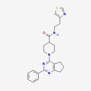 molecular formula C24H27N5OS B3919804 1-(2-phenyl-6,7-dihydro-5H-cyclopenta[d]pyrimidin-4-yl)-N-[2-(1,3-thiazol-4-yl)ethyl]-4-piperidinecarboxamide 
