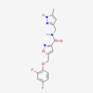 molecular formula C17H16F2N4O3 B3919806 5-[(2,4-difluorophenoxy)methyl]-N-methyl-N-[(5-methyl-1H-pyrazol-3-yl)methyl]-3-isoxazolecarboxamide 