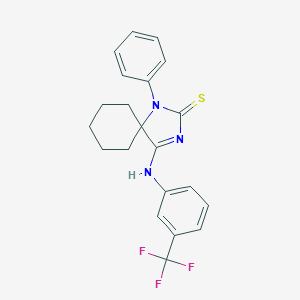 molecular formula C21H20F3N3S B391981 1-Phenyl-4-{[3-(trifluoromethyl)phenyl]imino}-1,3-diazaspiro[4.5]decane-2-thione 