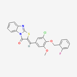molecular formula C24H16ClFN2O3S B3919814 2-{3-chloro-4-[(2-fluorobenzyl)oxy]-5-methoxybenzylidene}[1,3]thiazolo[3,2-a]benzimidazol-3(2H)-one 