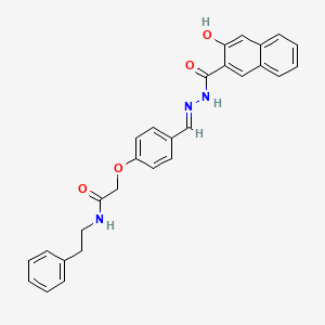 2-{4-[2-(3-hydroxy-2-naphthoyl)carbonohydrazonoyl]phenoxy}-N-(2-phenylethyl)acetamide