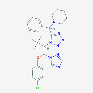 molecular formula C27H33ClN8O B391984 1-[{1-[1-(4-chlorophenoxy)-3,3-dimethyl-1-(1H-1,2,4-triazol-1-yl)butan-2-yl]-1H-tetrazol-5-yl}(phenyl)methyl]piperidine 