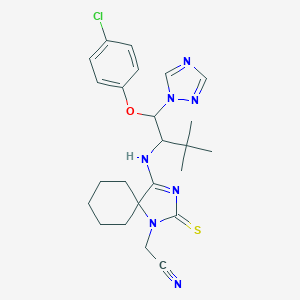 2-[4-[[1-(4-chlorophenoxy)-3,3-dimethyl-1-(1,2,4-triazol-1-yl)butan-2-yl]amino]-2-sulfanylidene-1,3-diazaspiro[4.5]dec-3-en-1-yl]acetonitrile