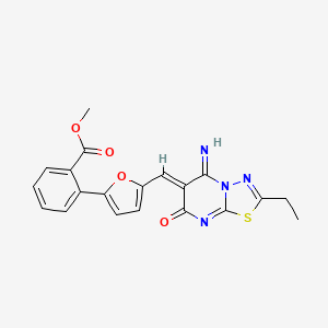 molecular formula C20H16N4O4S B3919865 methyl 2-{5-[(2-ethyl-5-imino-7-oxo-5H-[1,3,4]thiadiazolo[3,2-a]pyrimidin-6(7H)-ylidene)methyl]-2-furyl}benzoate 