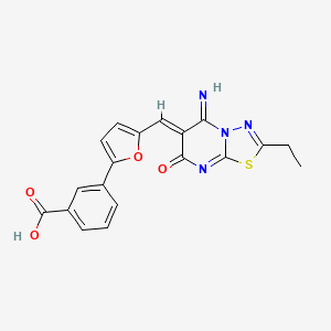 3-{5-[(2-ethyl-5-imino-7-oxo-5H-[1,3,4]thiadiazolo[3,2-a]pyrimidin-6(7H)-ylidene)methyl]-2-furyl}benzoic acid