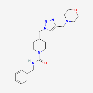 molecular formula C21H30N6O2 B3919884 N-benzyl-4-{[4-(4-morpholinylmethyl)-1H-1,2,3-triazol-1-yl]methyl}-1-piperidinecarboxamide trifluoroacetate 