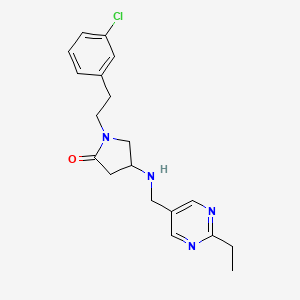 molecular formula C19H23ClN4O B3919927 1-[2-(3-chlorophenyl)ethyl]-4-{[(2-ethyl-5-pyrimidinyl)methyl]amino}-2-pyrrolidinone 