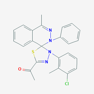 molecular formula C25H21ClN4OS B391993 1-[3'-(3-chloro-2-methylphenyl)-4-methyl-2-phenyl-2H,3'H-spiro[phthalazine-1,2'-[1,3,4]thiadiazol]-5'-yl]ethanone 