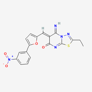 molecular formula C18H13N5O4S B3919940 2-ethyl-5-imino-6-{[5-(3-nitrophenyl)-2-furyl]methylene}-5,6-dihydro-7H-[1,3,4]thiadiazolo[3,2-a]pyrimidin-7-one 