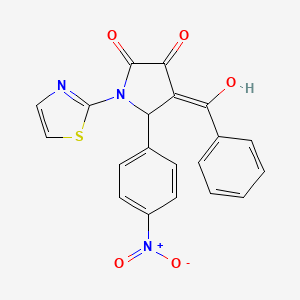 molecular formula C20H13N3O5S B3919951 4-benzoyl-3-hydroxy-5-(4-nitrophenyl)-1-(1,3-thiazol-2-yl)-1,5-dihydro-2H-pyrrol-2-one 