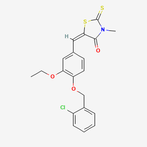 molecular formula C20H18ClNO3S2 B3919992 5-{4-[(2-chlorobenzyl)oxy]-3-ethoxybenzylidene}-3-methyl-2-thioxo-1,3-thiazolidin-4-one 