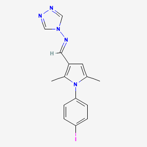molecular formula C15H14IN5 B3920047 N-{[1-(4-iodophenyl)-2,5-dimethyl-1H-pyrrol-3-yl]methylene}-4H-1,2,4-triazol-4-amine 
