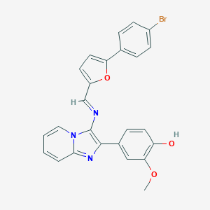molecular formula C25H18BrN3O3 B392006 4-[3-({[5-(4-Bromophenyl)-2-furyl]methylene}amino)imidazo[1,2-a]pyridin-2-yl]-2-methoxyphenol 
