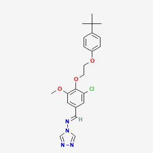 molecular formula C22H25ClN4O3 B3920091 N-{4-[2-(4-tert-butylphenoxy)ethoxy]-3-chloro-5-methoxybenzylidene}-4H-1,2,4-triazol-4-amine 