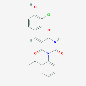 molecular formula C19H15ClN2O4 B3920112 5-(3-chloro-4-hydroxybenzylidene)-1-(2-ethylphenyl)-2,4,6(1H,3H,5H)-pyrimidinetrione 