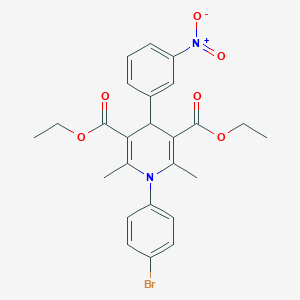 molecular formula C25H25BrN2O6 B392012 Diethyl 1-(4-bromophenyl)-2,6-dimethyl-4-(3-nitrophenyl)-1,4-dihydro-3,5-pyridinedicarboxylate 