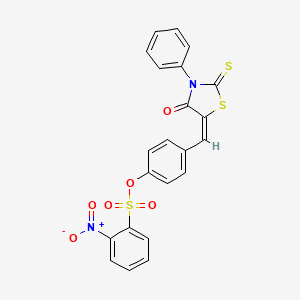 molecular formula C22H14N2O6S3 B3920134 4-[(4-oxo-3-phenyl-2-thioxo-1,3-thiazolidin-5-ylidene)methyl]phenyl 2-nitrobenzenesulfonate 