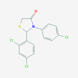 molecular formula C15H10Cl3NOS B392014 3-(4-Chlorophenyl)-2-(2,4-dichlorophenyl)-1,3-thiazolidin-4-one 
