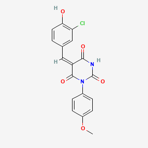 molecular formula C18H13ClN2O5 B3920170 5-(3-chloro-4-hydroxybenzylidene)-1-(4-methoxyphenyl)-2,4,6(1H,3H,5H)-pyrimidinetrione 