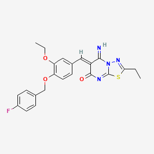 molecular formula C23H21FN4O3S B3920173 6-{3-ethoxy-4-[(4-fluorobenzyl)oxy]benzylidene}-2-ethyl-5-imino-5,6-dihydro-7H-[1,3,4]thiadiazolo[3,2-a]pyrimidin-7-one 