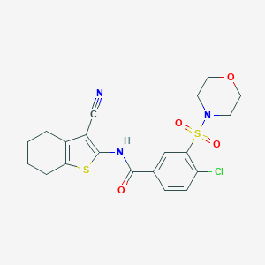 molecular formula C20H20ClN3O4S2 B392018 4-chloro-N~1~-(3-cyano-4,5,6,7-tetrahydro-1-benzothiophen-2-yl)-3-(morpholinosulfonyl)benzamide 