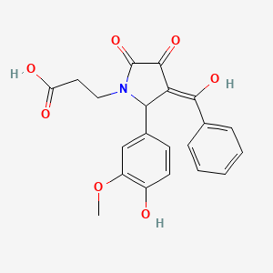 molecular formula C21H19NO7 B3920185 3-[3-benzoyl-4-hydroxy-2-(4-hydroxy-3-methoxyphenyl)-5-oxo-2,5-dihydro-1H-pyrrol-1-yl]propanoic acid 