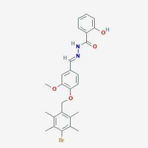 molecular formula C26H27BrN2O4 B392019 N'-{4-[(4-bromo-2,3,5,6-tetramethylbenzyl)oxy]-3-methoxybenzylidene}-2-hydroxybenzohydrazide 
