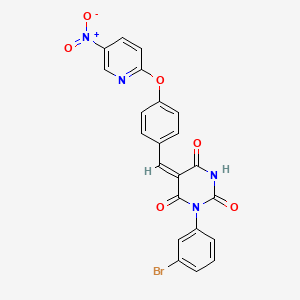 molecular formula C22H13BrN4O6 B3920217 1-(3-bromophenyl)-5-{4-[(5-nitro-2-pyridinyl)oxy]benzylidene}-2,4,6(1H,3H,5H)-pyrimidinetrione 