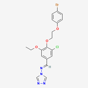 molecular formula C19H18BrClN4O3 B3920226 N-{4-[2-(4-bromophenoxy)ethoxy]-3-chloro-5-ethoxybenzylidene}-4H-1,2,4-triazol-4-amine 