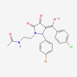 molecular formula C21H18BrClN2O4 B3920243 N-{2-[2-(4-bromophenyl)-3-(4-chlorobenzoyl)-4-hydroxy-5-oxo-2,5-dihydro-1H-pyrrol-1-yl]ethyl}acetamide 