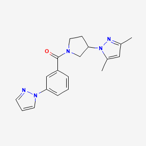 molecular formula C19H21N5O B3920251 3,5-dimethyl-1-{1-[3-(1H-pyrazol-1-yl)benzoyl]pyrrolidin-3-yl}-1H-pyrazole 